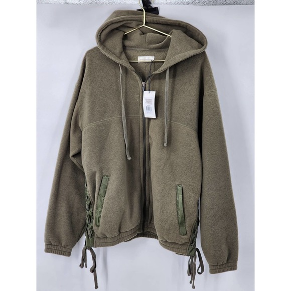 Faith Connexion Women's Green Full Zip Hooded Sweater Sweatshirt Size Large NWT - Picture 2 of 8